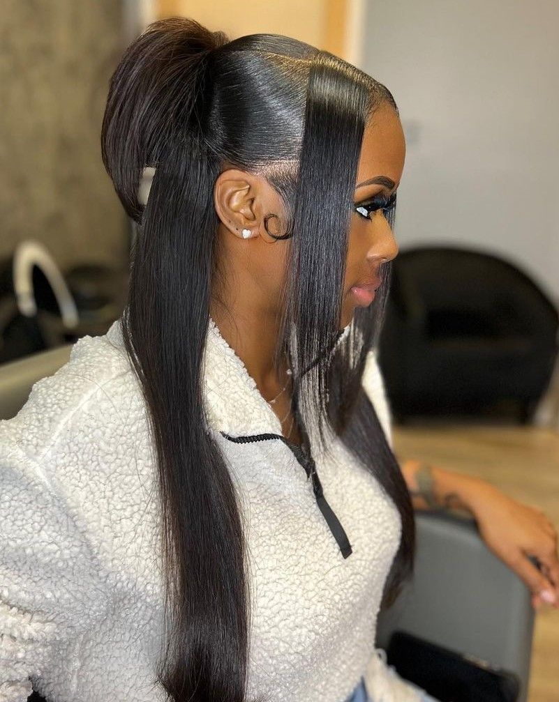 Sleek Ponytail With Face-Framing Sleek Ponytail With Face-Framing — Half Up Half Down Straight Hair
