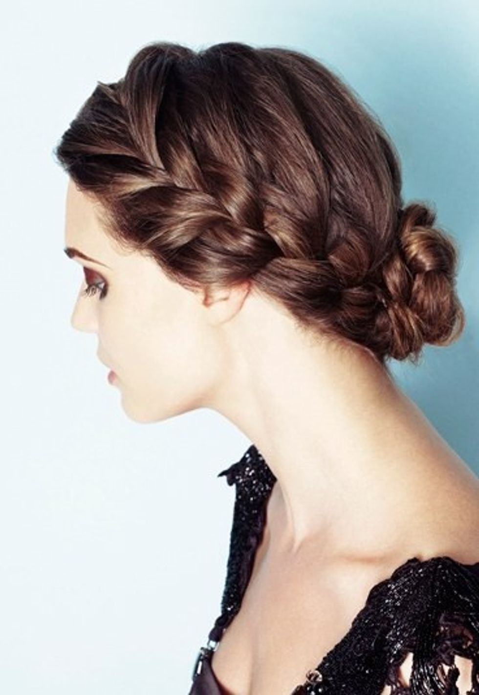 Wavy Dark Brown Braided Updo Wavy Dark Brown Braided Updo — Ballet Hairstyles