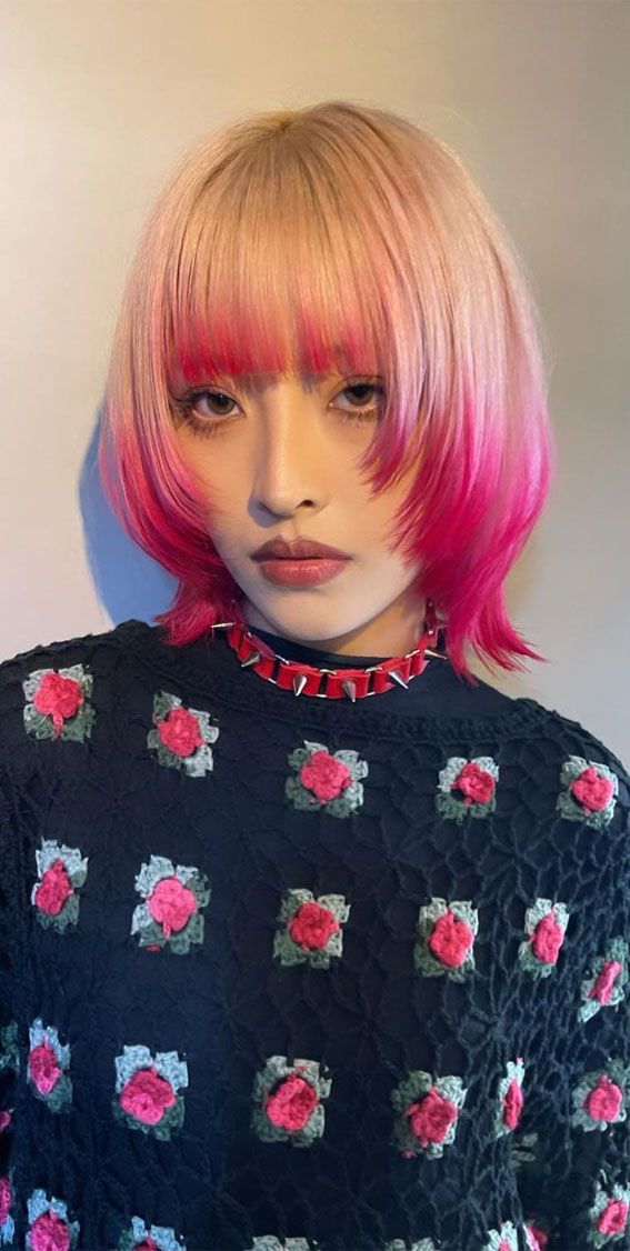 Pink and Blonde Layered Shag Pink and Blonde Layered Shag — Hair Color Ideas for Short Hair