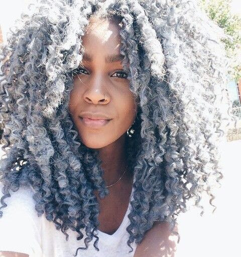Curly Gray Hair In Loose Braids — Gray Braids
