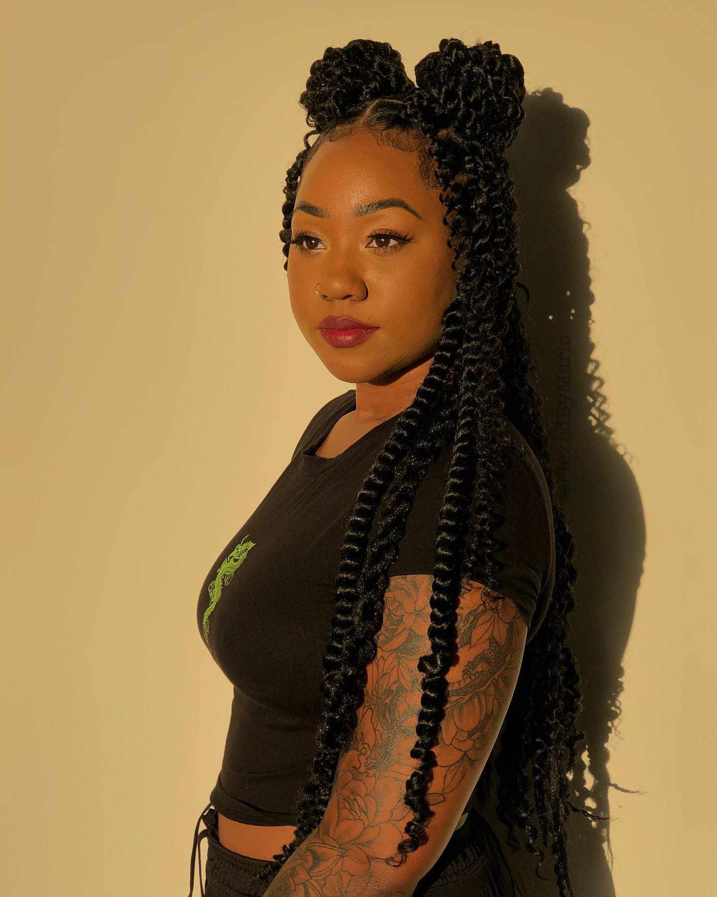 Playful Space Buns With Hanging Twists — Marley Twists