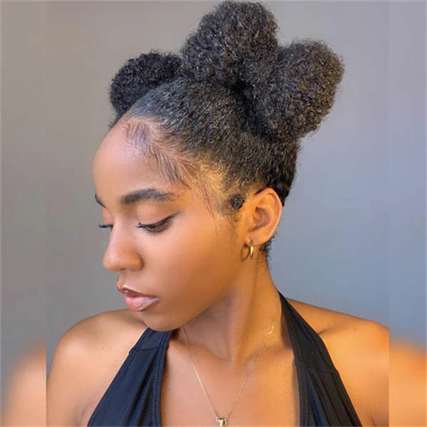 Two High Buns With Laid Edges — 4C Hairstyles