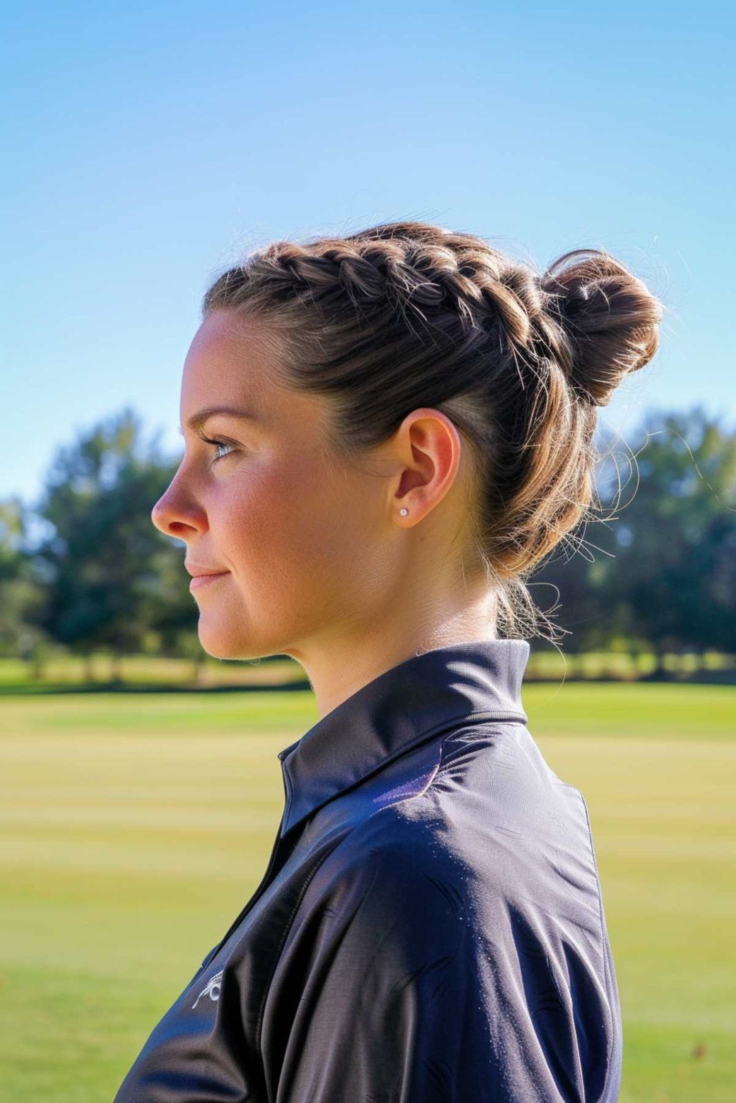 Braided Crown Low Bun Braided Crown Low Bun — Golf Hairstyles