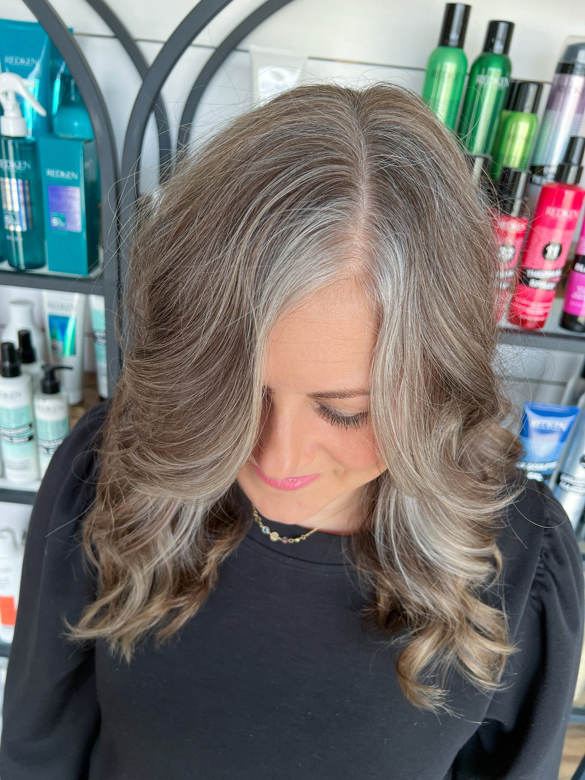 Collarbone Layered Wavy Blend — Gray Blending Over 50