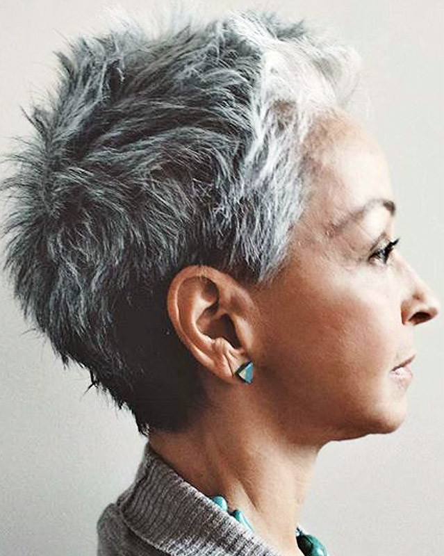 Spiky Gray Pixie With Wavy Texture Spiky Gray Pixie With Wavy Texture — Short Gray Haircuts