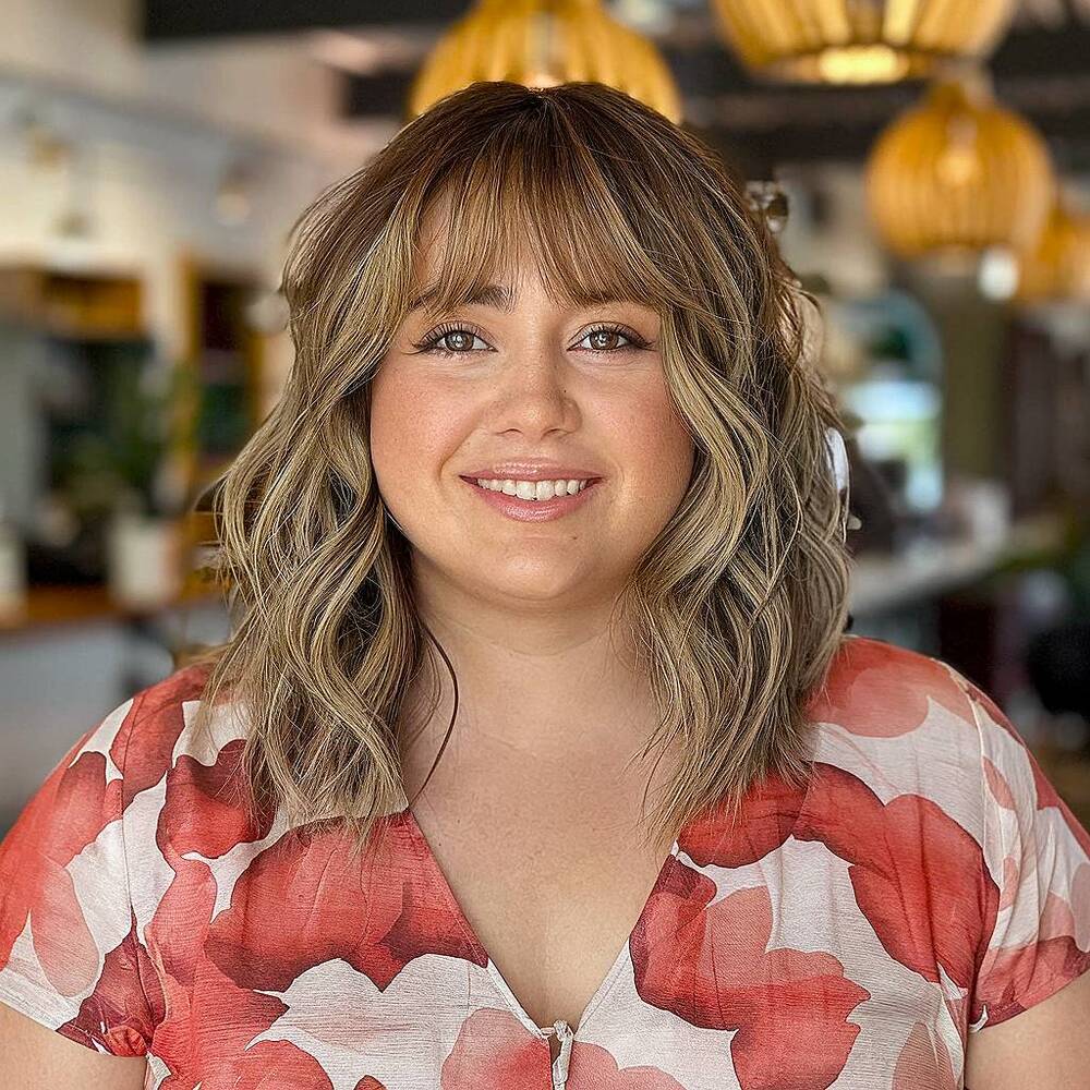 Chin Length Shag Full Bangs — Bangs for Round Face