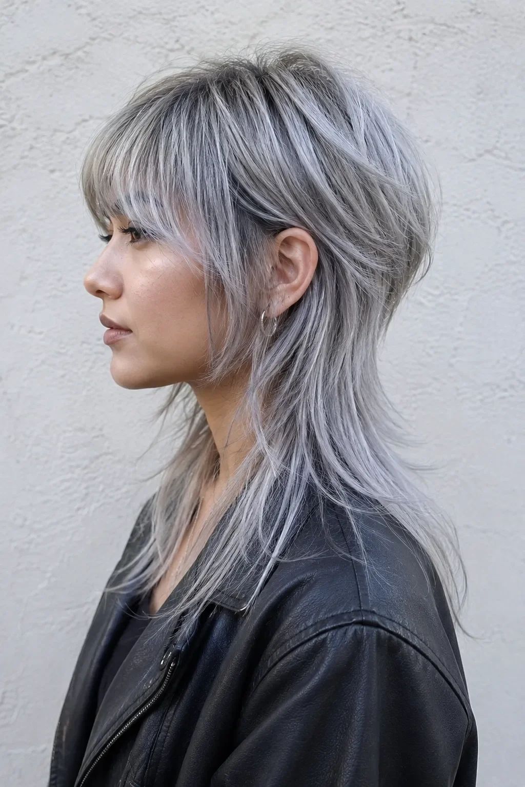 Ash Grey Mullet With Wispy Bangs — Jellyfish Haircut