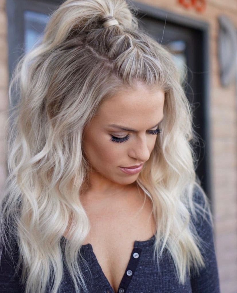 Braided Half-Up Ponytail with Wispy Bangs — Easy Hairstyles for Long Hair