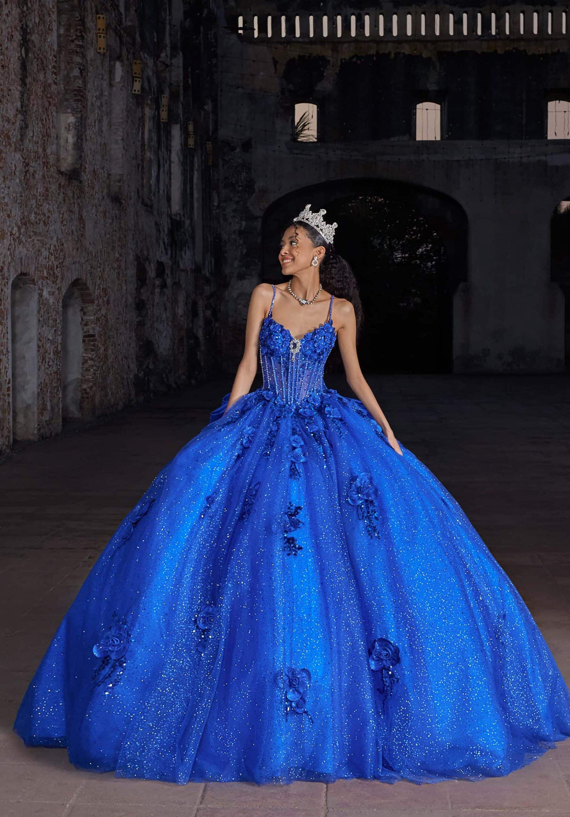 Royal Blue Spaghetti Strap Ballgown with Embellished Bodice Royal Blue Spaghetti Strap Ballgown with Embellished Bodice — Quinceanera Dresses