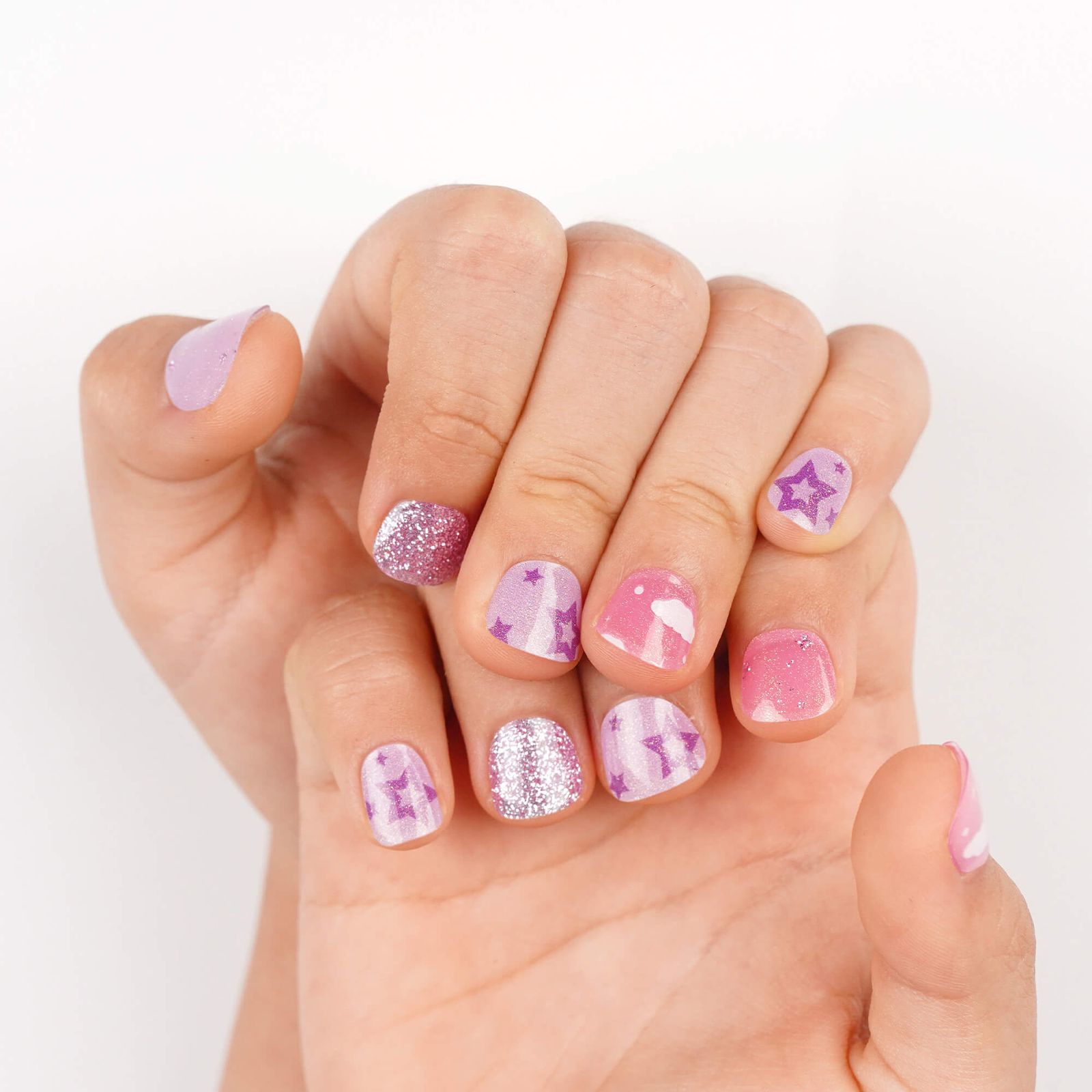 Purple Stars and Glitter Accents — Nails for Little Girls