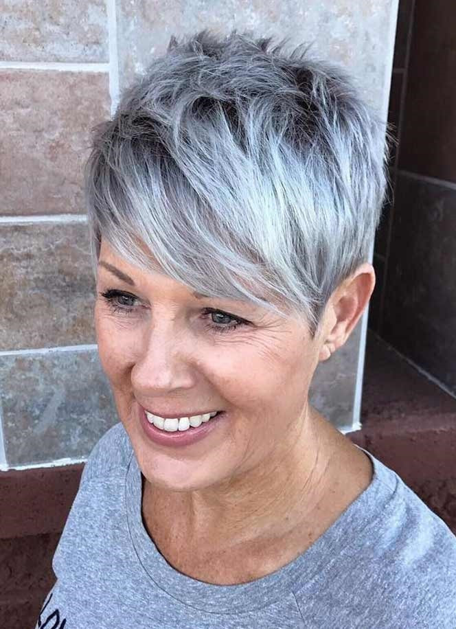 Pixie With Elongated Fringe Pixie With Elongated Fringe — Gray Hair Styles for Women Over 60