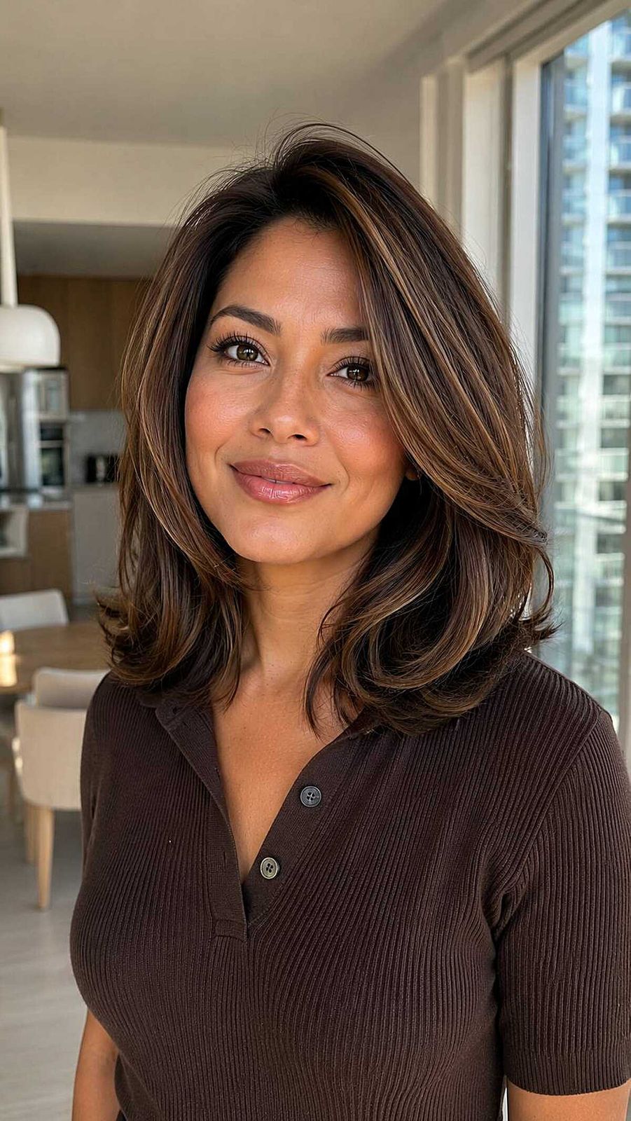 Layered Bob With Caramel Highlights — Family Photo Hairstyles