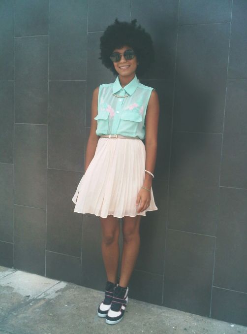 Mint Green Shirt and Pleated Skirt for Casual Day Events Mint Green Shirt and Pleated Skirt for Casual Day Events — Dominican Republic Outfits