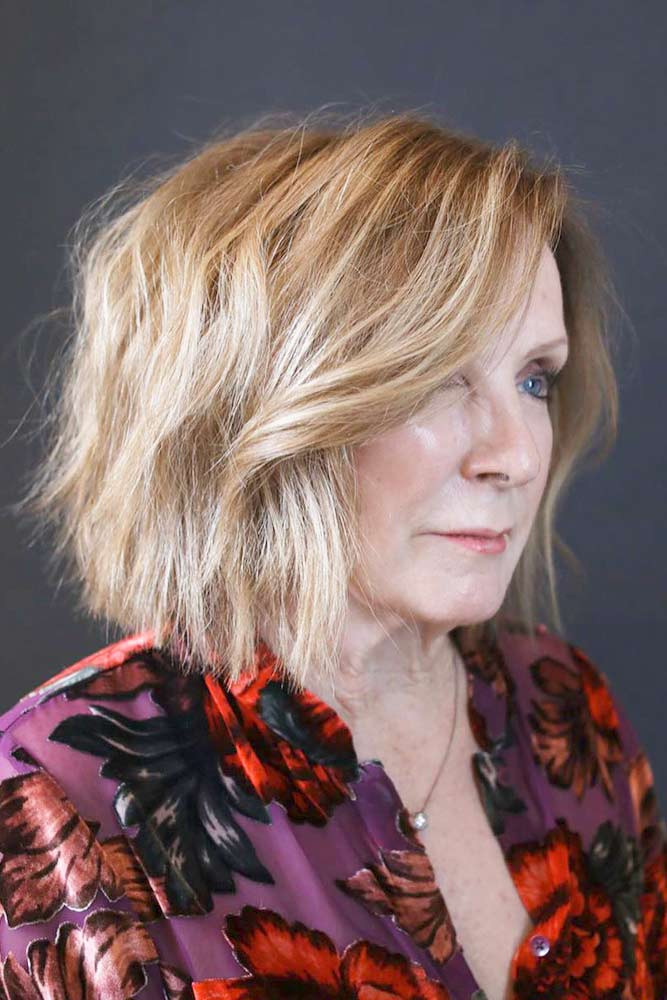Golden Brown Bob With Caramel Highlights Golden Brown Bob With Caramel Highlights — Hair Color Over 50 Short Hair
