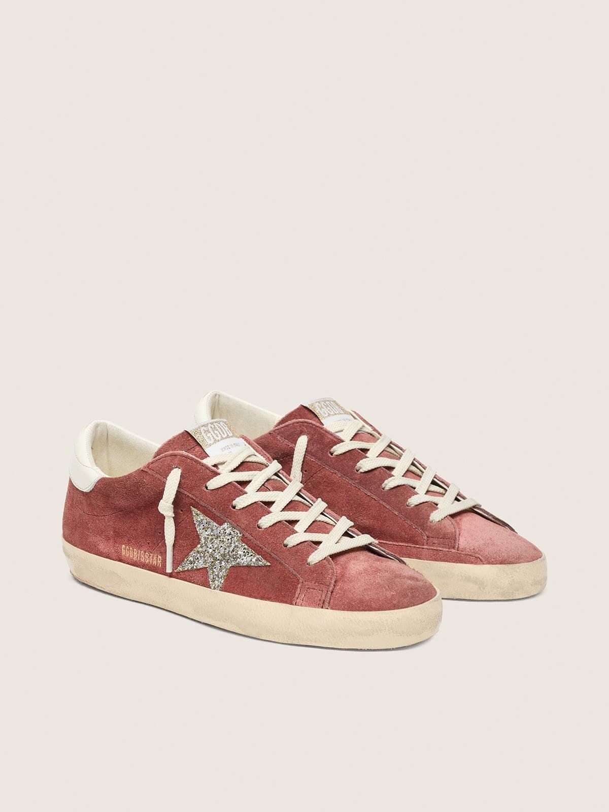 Pink Velvet Sneakers with Silver Glitter Star — Golden Goose Outfits