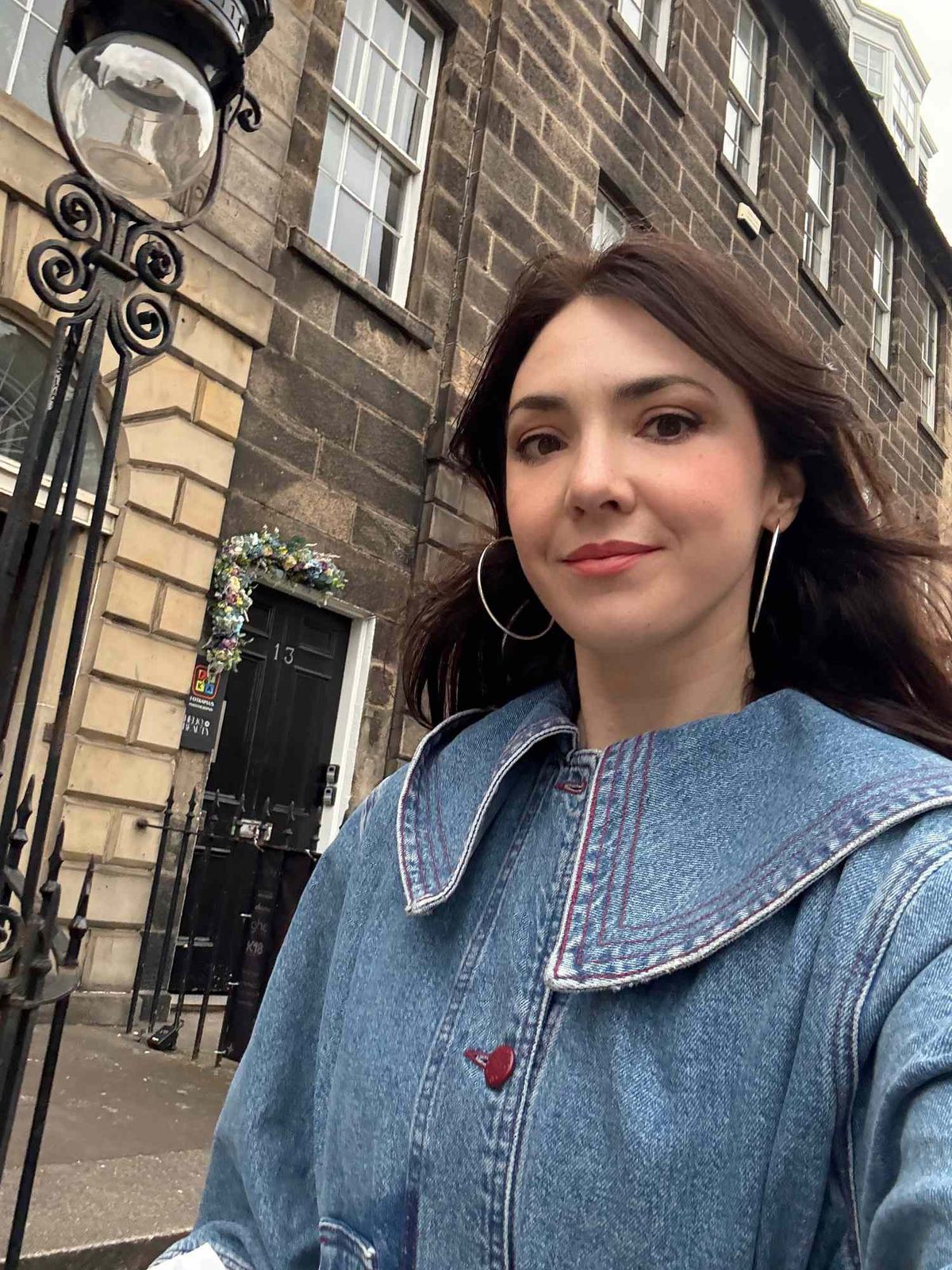 Denim Jacket with Oversized Collar Detail — Scotland Outfits