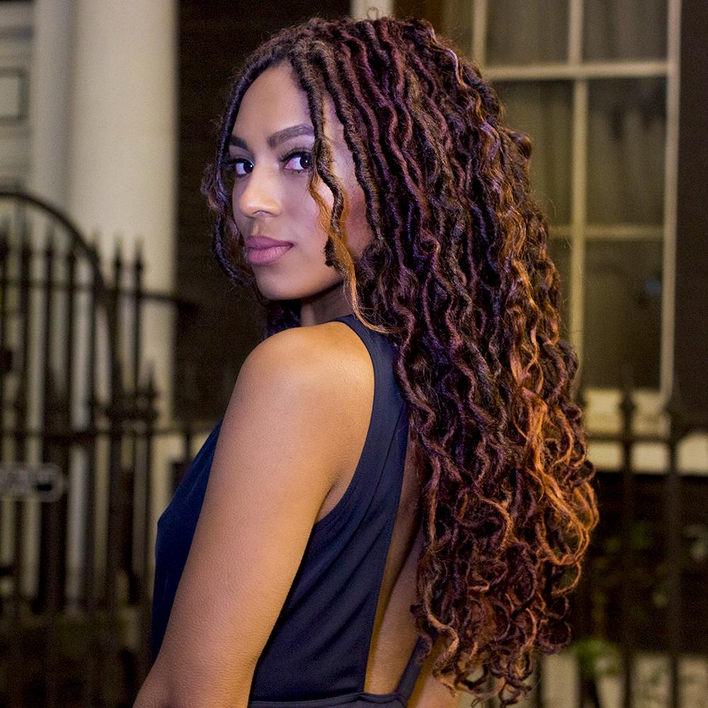 Brown Crochet Locs with Color Highlights — Boho Locs