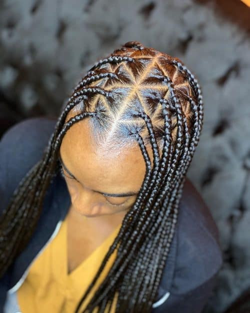 Overhead Geometric Triangle Parting Overhead Geometric Triangle Parting — Triangle Part Braids