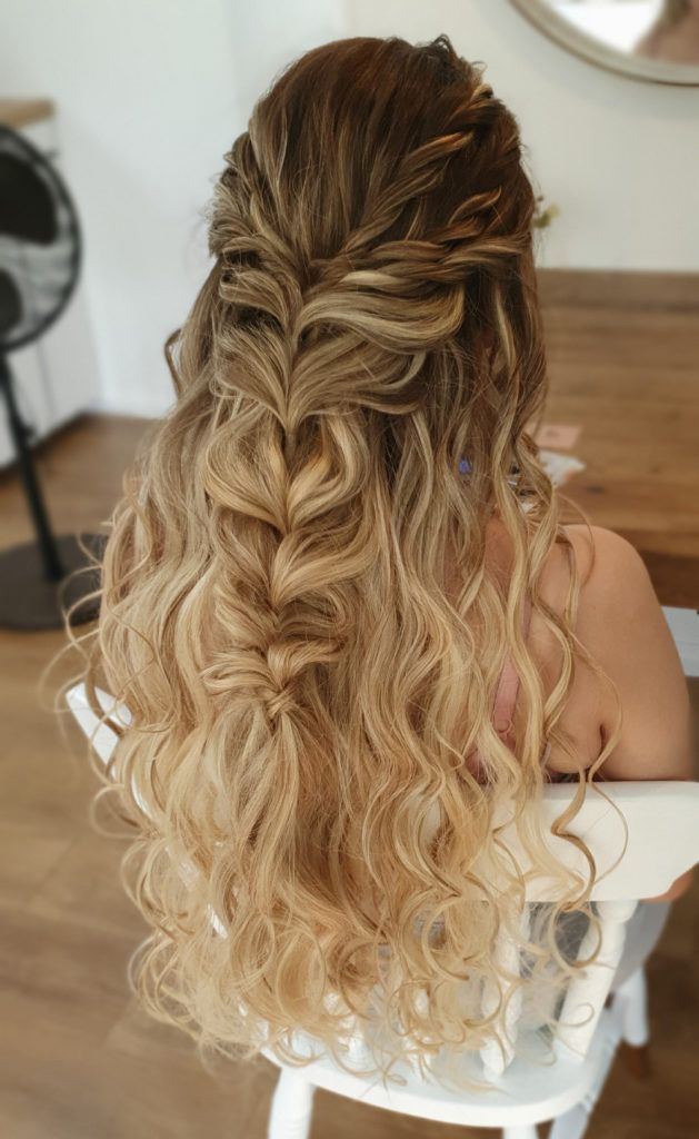 Blonde Balayage Visual Idea — Half Up Half Down Natural Hair