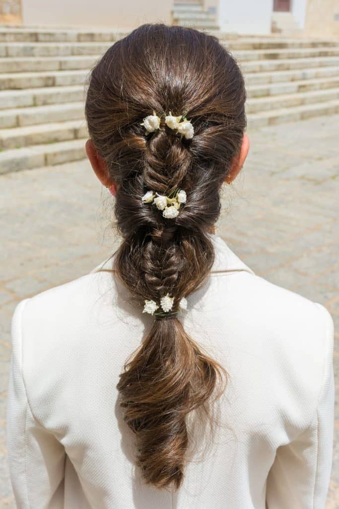 Floral Accent Fishtail Braid — Quinceanera Hairstyles