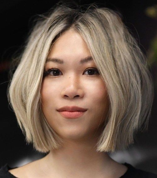 Striking Platinum Blunt Bob With Bangs — Blonde Bob