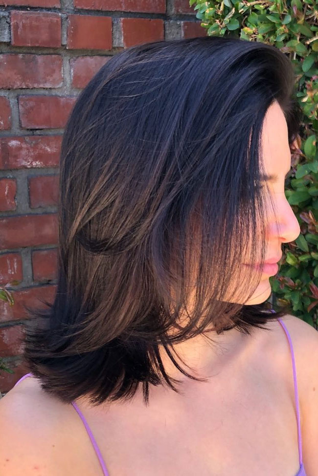 Layered Haircut Dark Brown Collarbone Cut With Softly Curved Layers — Shoulder Length Hairstyles