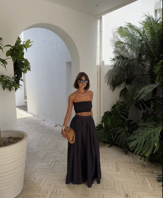 Voluminous Grey Maxi Skirt for Resort Nights — Costa Rica Outfits