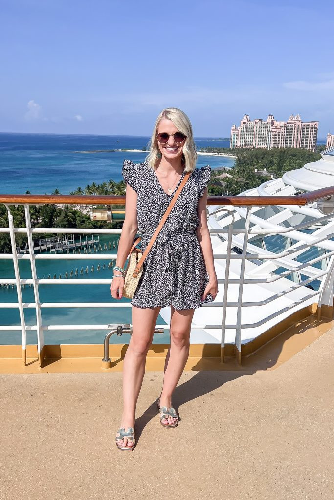 Printed Romper for a Chic Cruise Vacation Ensemble — Bahamas Outfits