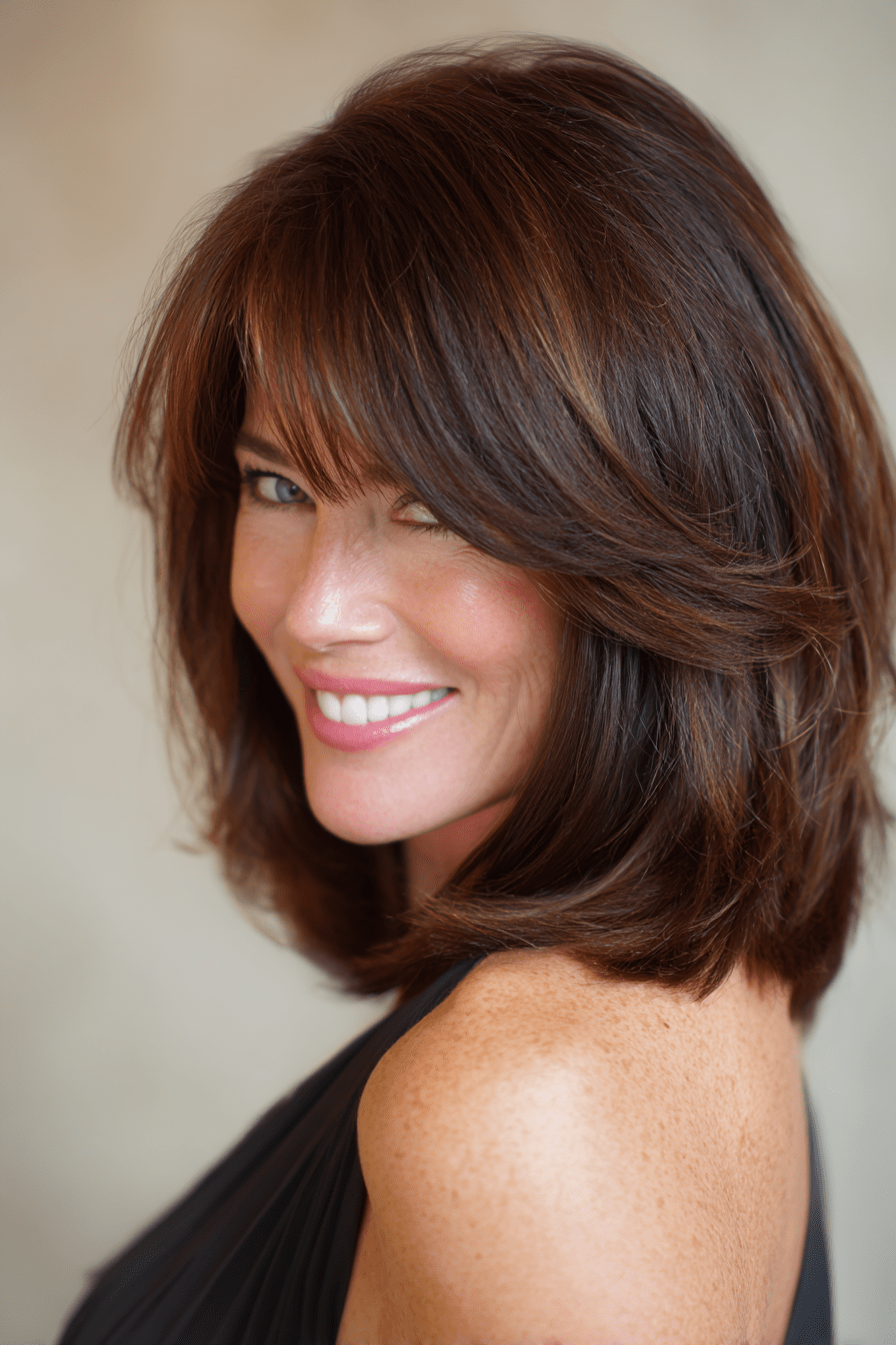Voluminous Dark Brown Lob — Hairstyles for Thin Hair