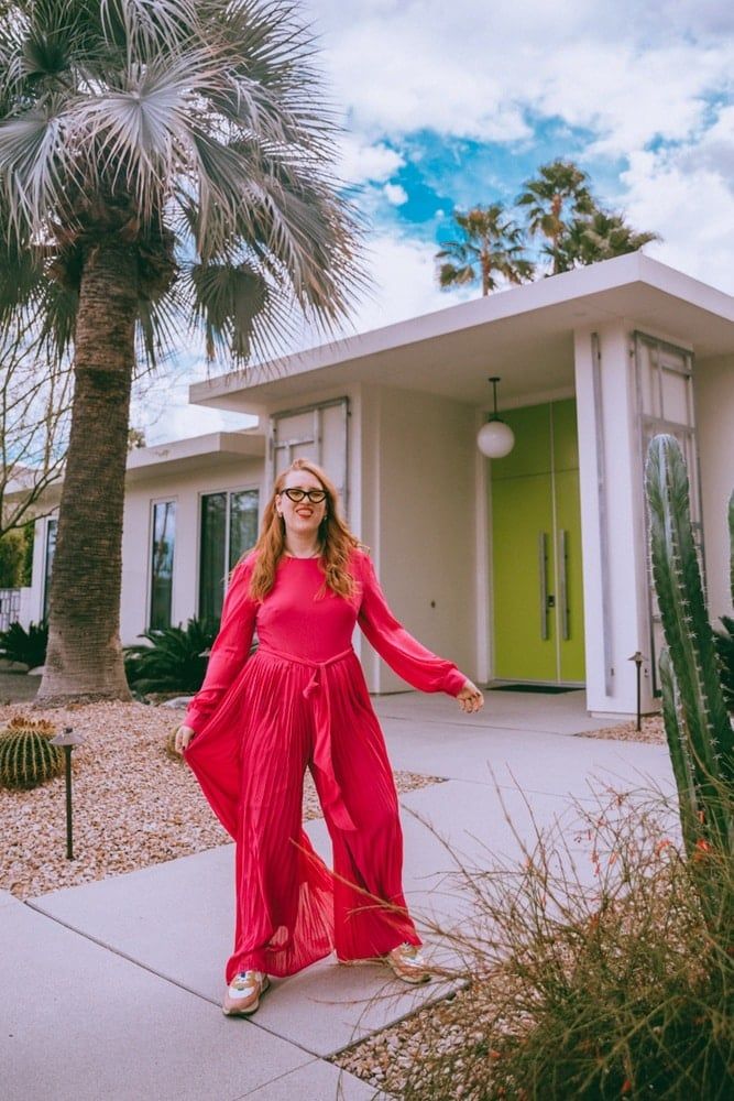 Statement Hot Pink Pleated Jumpsuit for Daytime Casual Statement Hot Pink Pleated Jumpsuit for Daytime Casual — Palm Springs Outfits