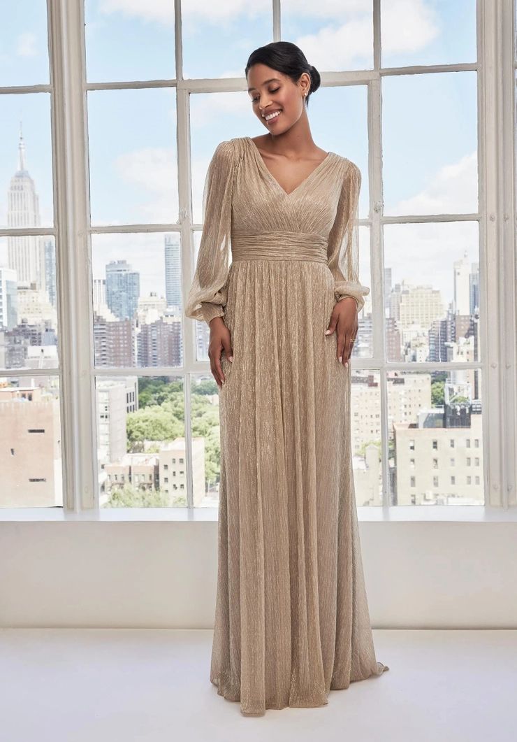 Glamorous Champagne Gold Empire Waist Gown Glamorous Champagne Gold Empire Waist Gown — Mother of the Bride Outfits