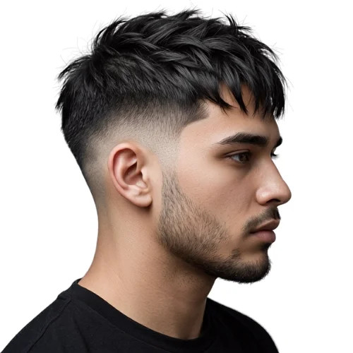Textured Crop With Fringe Low Taper Fade Textured Crop With Fringe Low Taper Fade
