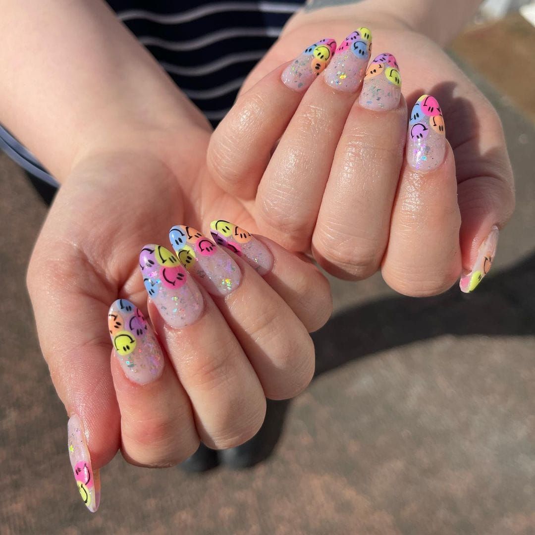 Smiley Faces On All Nails Visual Idea — Smiley Face Nails