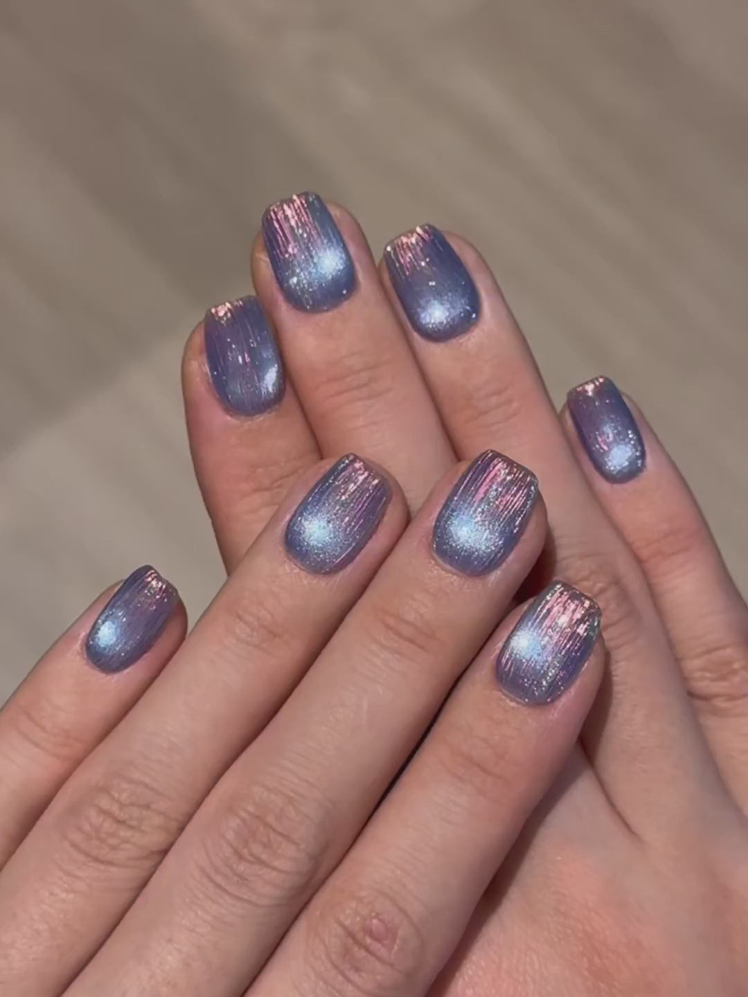 Blue-Purple Base with Iridescent Streaks Blue-Purple Base with Iridescent Streaks — Iridescent Nails