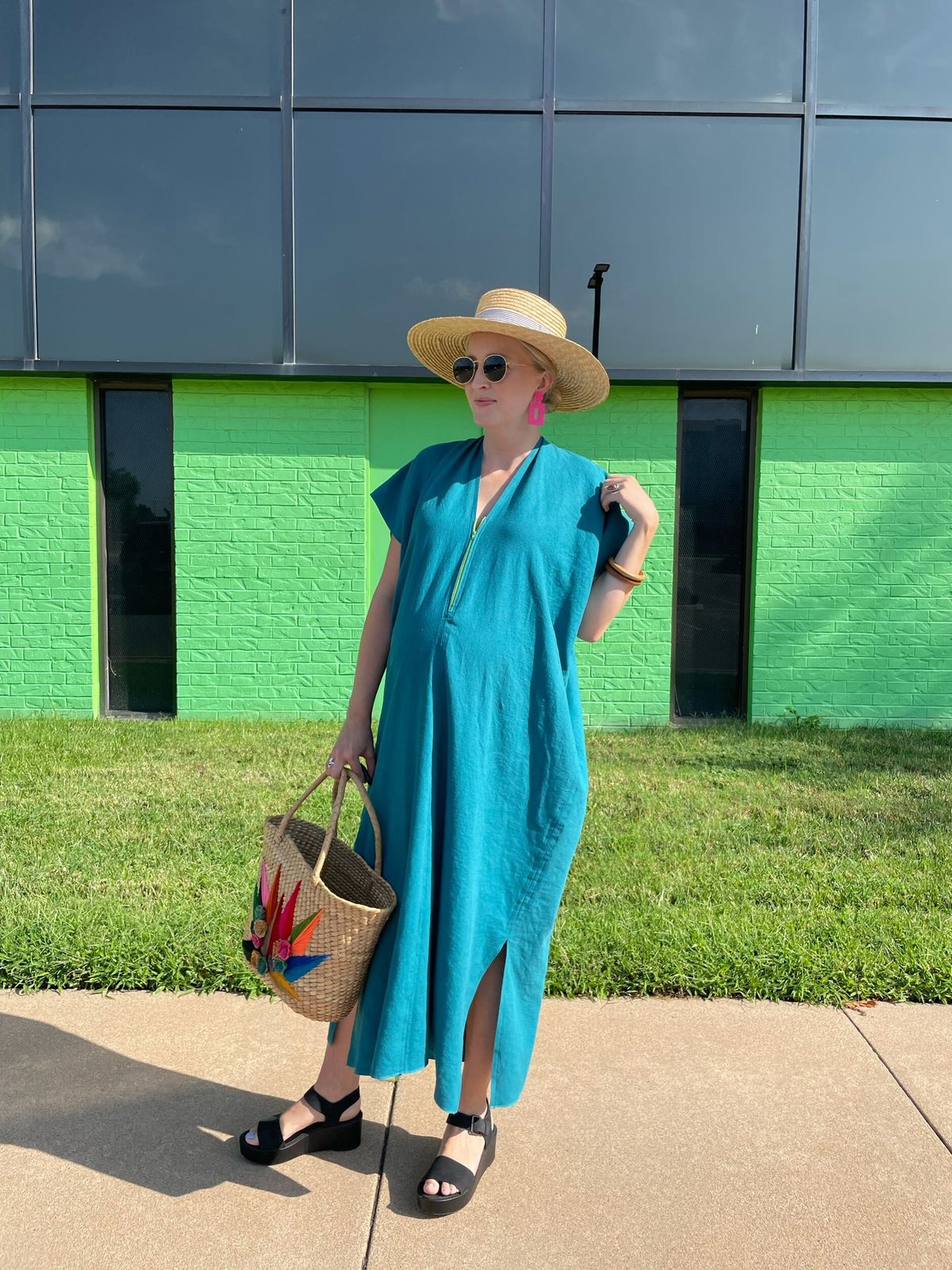 Teal Kaftan Dress for Chic Summer Casual — Nursing Friendly Dresses