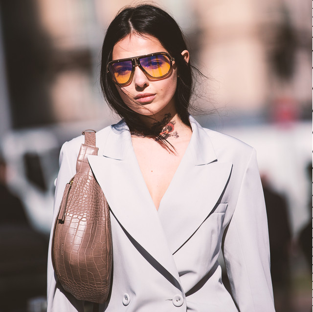 Aviator Sunglasses With Light Blue Blazer Aviator Sunglasses With Light Blue Blazer — Sunglasses for Square Face