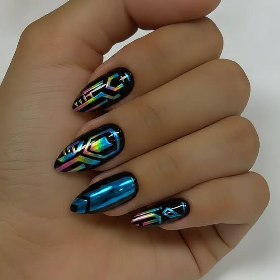 High Gloss With Chrome Foil Visual Idea High Gloss With Chrome Foil Visual Idea — Rave Nails