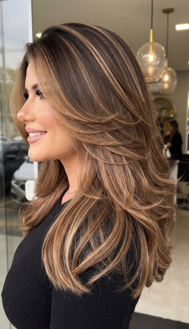 Dimensional Honey Caramel Balayage
