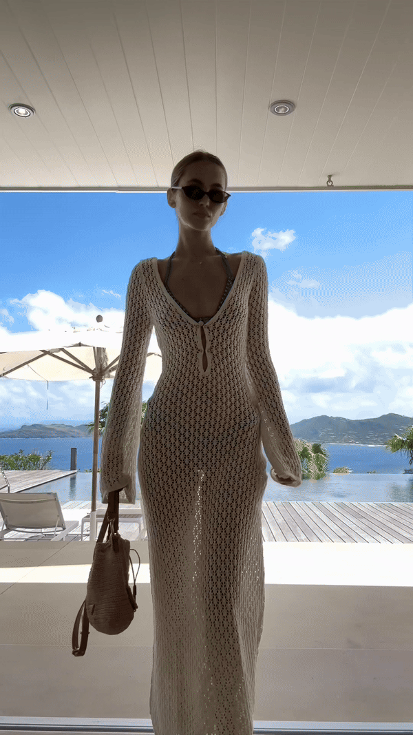 Off-White Crochet Maxi Dress for Beach and Resort Wear Crochet Outfits