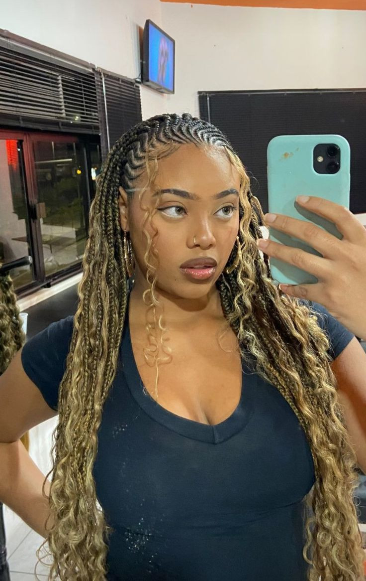Fulani Braids with Purple Highlights and Beads — Fulani Braids with Beads