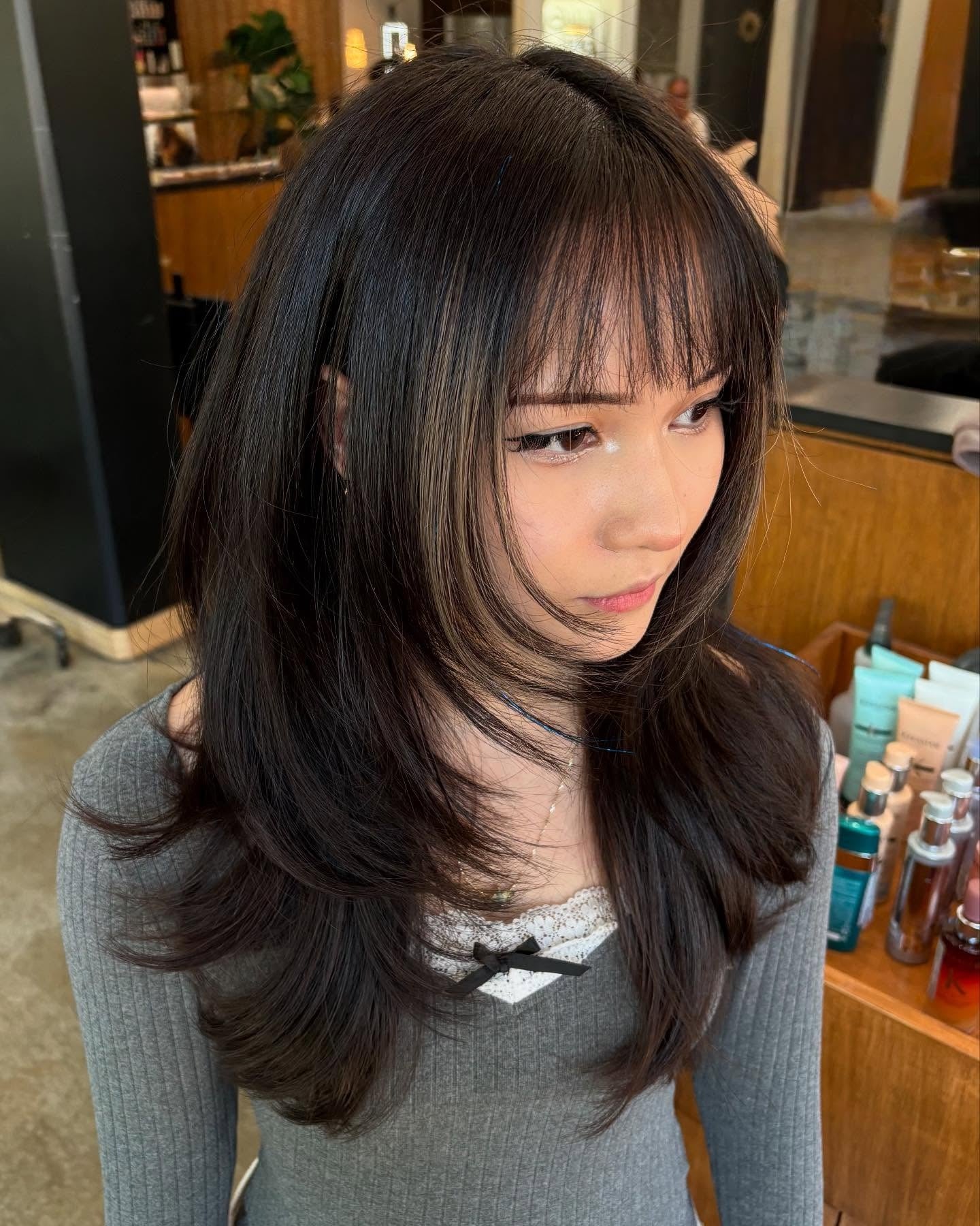 Collarbone Butterfly With Wispy Bangs — Butterfly Haircut Medium Hair