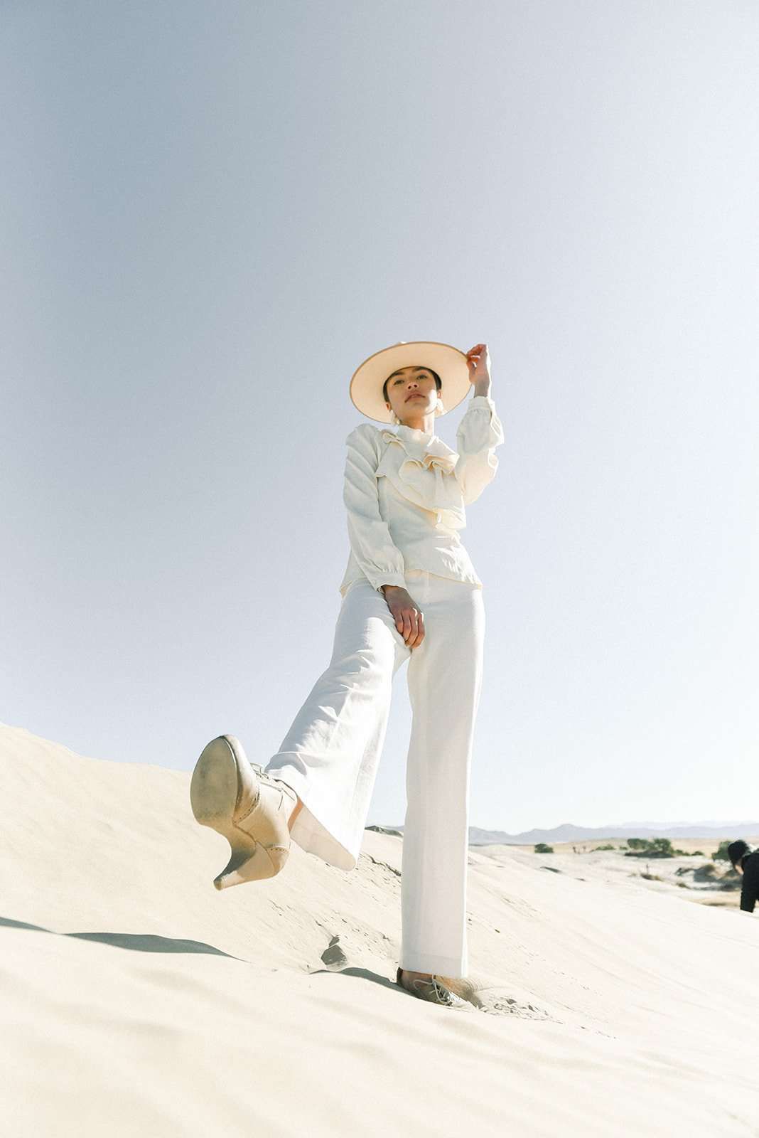 Desert Chic: Ruffled Blouse and Wide-Leg Pants Desert Chic: Ruffled Blouse and Wide-Leg Pants — Utah Outfits