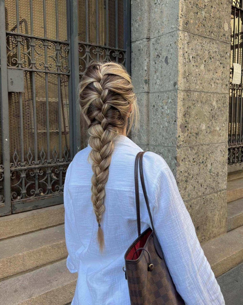 Thick French Braid With Honey Ash Highlights Thick French Braid With Honey Ash Highlights — Honey Blonde Braids