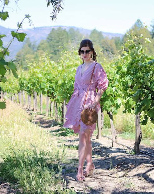 Pink Wrap Dress for a Day at the Winery Pink Wrap Dress for a Day at the Winery — Napa Outfits