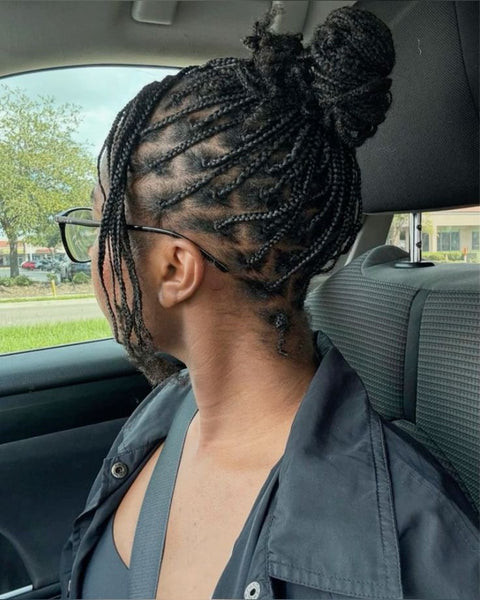 Neat Black High Bun Neat Black High Bun — Knotless Braids Bun