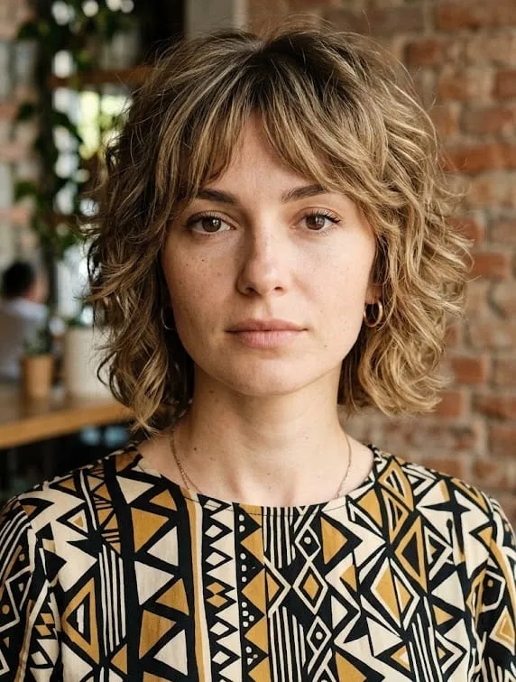 Layered Shag With Textured Bangs Layered Shag With Textured Bangs — Easy Hairstyles for Curly Hair