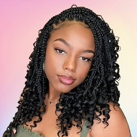 Collarbone Braids with Curly Ends — Small Knotless Braids