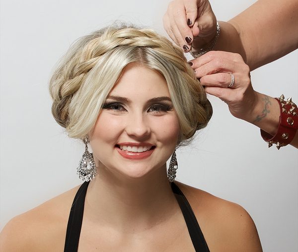 Voluminous Ash Blonde Milkmaid Braid