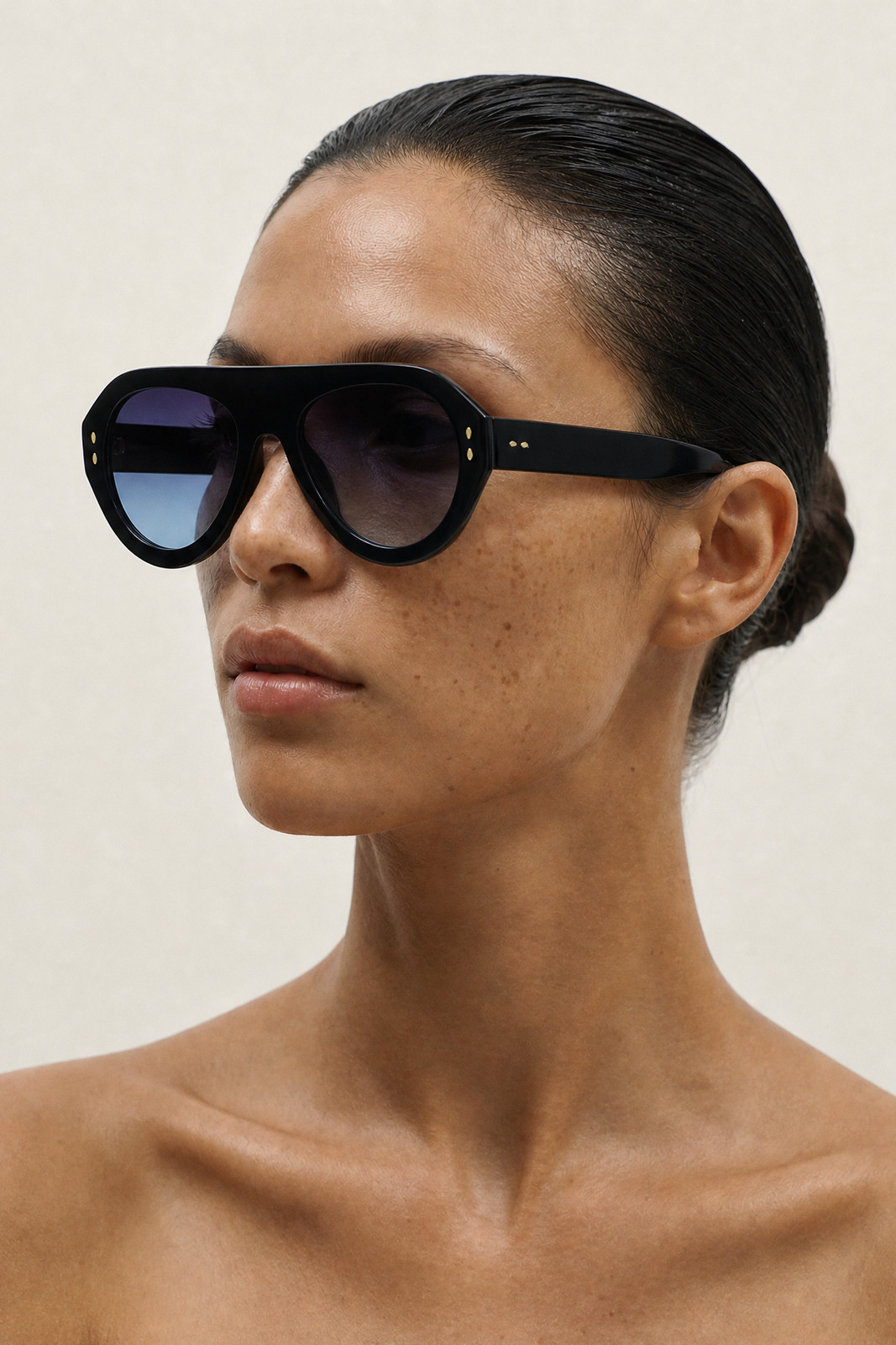 Bold Blue Gradient Lenses with Black Aviators — Aviator Sunglasses Women
