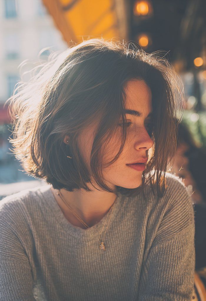Air-Dried Chin Bob With Choppy Ends Air-Dried Chin Bob With Choppy Ends — Natural Hair Bob